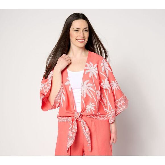 Belle by Kim Gravel Sweaters - Belle by Kim Gravel Women's Top Plus Sz Sweater 3X Boutique Palm Orange A645777